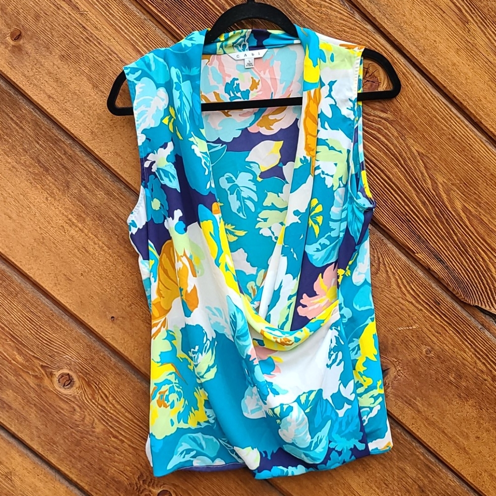 CAbi 132 Blossom Floral Wrap Blouse 741